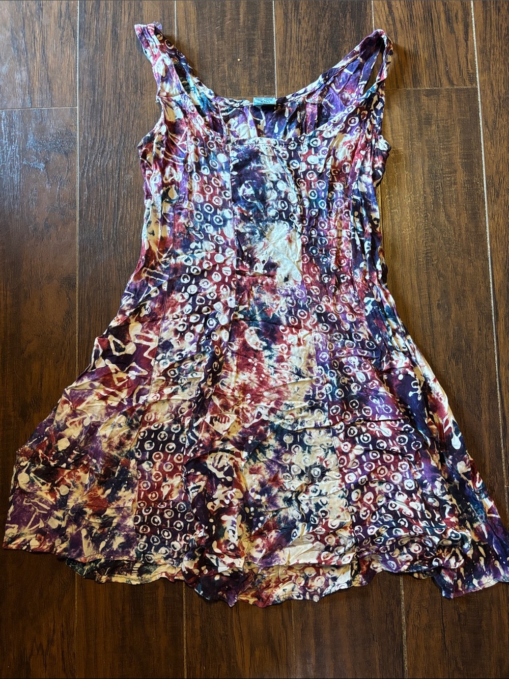 Boho Women’s Purple Multi-Print Tie-Dye Sleeveless Dress